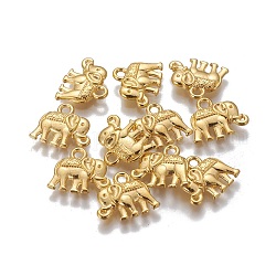 Charms del elefante de la vendimia, Encantos de aleación de estilo tibetano, Sin cadmio y níque y plomo, dorado, 12x14x2.5mm, agujero: 1 mm