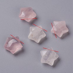 Natural Rose Quartz Charms, Star, Faceted, 13~13.5x14~14.5x6~6.5mm, Hole: 0.8mm