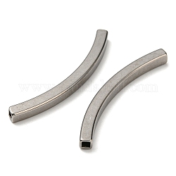 304 Stainless Steel Tube Beads, Curved Tube, Stainless Steel Color, 39.5x3x3mm, Hole: 1.6mm