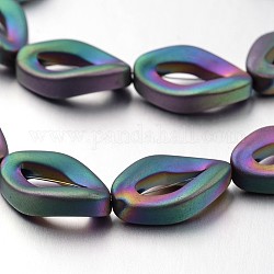 Chapelets de perles en hématite synthétique sans magnétique, mat, multi-couleur plaquée, 16x10x4mm, Trou: 1mm, Environ 26 pcs/chapelet, 15.7 pouce