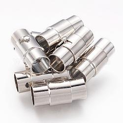 Fermoirs magnétiques à tube de verrouillage en laiton, colonne, platine, 17x7~8mm, Trou: 6mm
