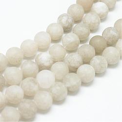 Natürliche weiße Jade Perlenstränge, gefärbt, matt, Runde, gainsboro, 10~11 mm, Bohrung: 1.5 mm, ca. 38~39 Stk. / Strang, 14.9 Zoll