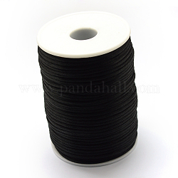 Cordón de poliéster, negro, 1.5mm, alrededor de 109.36 yarda (100 m) / rollo