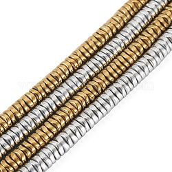 Cheriswelry 2 Strands 2 Colors Electroplate Non-magnetic Synthetic Hematite Beads Strands, Wavy Disc, Mixed Color, 4x1.5mm, Hole: 1mm, about 270pcs/strand, 16.10 inch(40.89cm), 1 strand/color, 2 strands