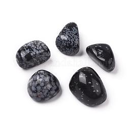 5 pieza de cuentas de obsidiana de copo de nieve natural, piedra caída, gemas de relleno de jarrones, sin agujero / sin perforar, pepitas, 20~35x13~23x8~22mm