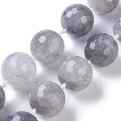 Chapelets de perle en quartz nuageux naturel, facette, ronde, 25mm, Trou: 1.5mm, Environ 16 pcs/chapelet, 17.32 pouce (44 cm) de long