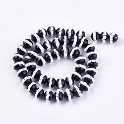 Chapelets de perles vernissées manuelles, fleur, noir, 12~13x8.5~9.5mm, Trou: 1~2mm, Environ 33 pcs/chapelet, 13.2 pouce