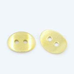 Messingknöpfe, mit 2 Löcher, Oval, golden, 14x11x2 mm, Bohrung: 2 mm