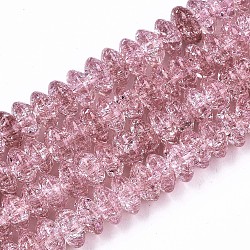 Perles en verre craquelé, teints et chauffée, rondelle, rouge violet pâle, 8x4mm, Trou: 1mm, Environ 89~95 pcs/chapelet, 15.16~15.55 pouce (38.5~39.5 cm)