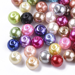 Perles en verre nacré, nacré, ronde, couleur mixte, 8mm, Trou: 1.2mm