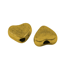 Abalorios de aleación, sin plomo y cadmio, corazón, oro antiguo, 6x5x3mm, agujero: 1 mm