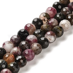 Chapelets de perles en tourmaline naturelle, ronde à facettes, 5.8~6.8mm, Trou: 0.9mm, Environ 62~66 pcs/chapelet, 15.04''~15.35'' (38.2~39 cm)