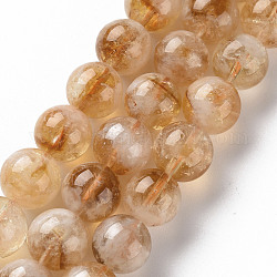 Perline citrino naturale fili, tondo, 10mm, Foro: 0.9 mm, circa 38~39pcs/filo, 15.35 pollice (39 cm)