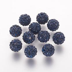 Polymer Ton Strass Perlen, Klasse A, Runde, pflastern Discokugel-Korn, Montana, 8x7.5 mm, Bohrung: 1 mm