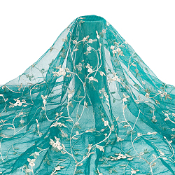 Tissu en nylon fleurs brodées, Accessoires de vêtement, vert foncé, 1300x1.5mm