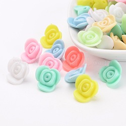 Opaque Acrylic Beads, Plastic Flower Beads, Mixed Color, 15x15x8mm, Hole: 1.5mm