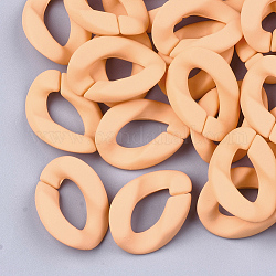 Rocíe anillos de enlace de acrílico pintadas, conectores de enlace rápido, para hacer cadenas de bordillos, estilo de goma,  torcedura, arena marrón, 29x20.5x6mm