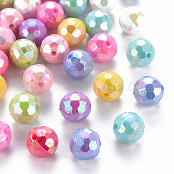 Opake Legierung Perlen, facettiert, gefärbt, AB Farbe, Runde, Mischfarbe, 12x11.5 mm, Bohrung: 1.8 mm