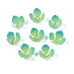 Abalorios de plástico, flor, verde claro, 12~13.5x12~13x8mm, agujero: 1.2 mm