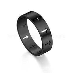 Anello a croce in acciaio inossidabile, anello cavo per uomo donna, elettroforesi nera, misura degli stati uniti 14 (23mm)