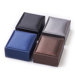Boîtes de pendentif en bois recouvert de simili cuir, rectangle, couleur mixte, 8.1x7x3.7 cm