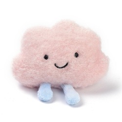 Cartoon Cloud Non Woven Fabric Brooch, PP Cotton Plush Doll Brooch for Backpack Clothes, Pink, 102x106x52mm