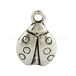 Tibetan Style Alloy Charms, Ladybug Pendant, Cadmium Free & Nickel Free & Lead Free, Antique Silver, 15x10x4.5mm, Hole: 2mm, about 550pcs/1000g