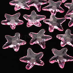 Transparente Acryl Perlen, Stern, Perle rosa, 28.5x29.5x7.5 mm, Bohrung: 1.8 mm, ca. 189 Stk. / 500 g