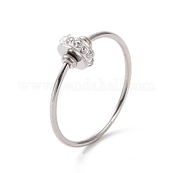 Плоское круглое кольцо на палец с кристаллами и стразами, 304 украшение из нержавеющей стали для женщин, цвет нержавеющей стали, размер США 7 (17.3 мм)