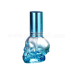 Glassprühflaschen, mit Aluminiumdeckel, Schädel, Deep-Sky-blau, 3.5x2.7x6.7 cm, Kapazität: 8 ml (0.27 fl. oz)