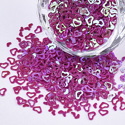 Ornament Zubehör, PVC-Kunststoff paillette / Pailletten Perlen, ab Farbe plattiert, Herz, Medium violett rot, 1.6~3x2.7~4x0.4 mm, ca. 230000 Stk. / 500 g
