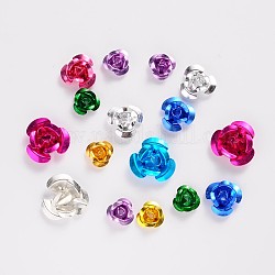 Perles en aluminium, couleur mixte, fleur, environ 6-12 mm de diamètre, trou: 1.5 mm, environ 950 PCs / sac.