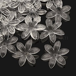 Transparent Acrylic Flower Beads, Clear, 34x7mm, Hole: 1mm