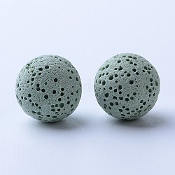 Perles de pierre de lave naturelle non cirées, pour perles d'huile essentielle de parfum, perles d'aromathérapie, teinte, ronde, sans trou, vert clair, 8~9mm