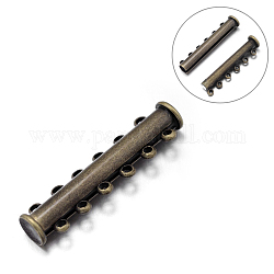 6-Stränge 12-Löcher Rohr Messing Magnet Gleitverschluß Spangen, Nickelfrei, Antik Bronze, 36x10x6.5 mm, Bohrung: 1.5 mm