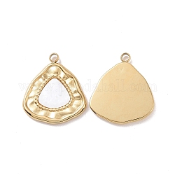 Natural White Shell Pendants, with Ion Plating(IP) 304 Stainless Steel Findings, Triangle Charm, Real 18K Gold Plated, 17.5x15x1.5mm, Hole: 1.5mm
