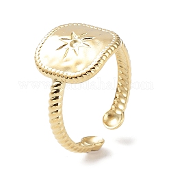 Fornituras de anillo de brazalete de acero inoxidable cuadrado 304, configuraciones de anillo para rhinestone, real 18k chapado en oro, diámetro interior: 17 mm, aptos para 1 mm de diamante de imitación