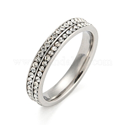 Anillos de dedo de 304 acero inoxidable, anillos de rhinestone de cristal para mujer, color acero inoxidable, nosotros tamaño 8 (18.1 mm), 4mm