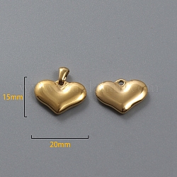 Pendentifs en acier au titane, breloque coeur, or, 15x20x4mm
