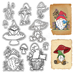 CRASPIRE Gnome Clear Stamps Mushroom Elf Dwarf Candle Snail Vintage Reusable Retro Postmark Transparent Silicone Stamp Seals for Journaling Card Making Decor Scrapbooking Supplies Album Decoration