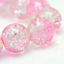 Выпечки окрашенные нити шарик хруст стекла, круглые, розовые, 6 мм, отверстие : 1.3~1.6 мм, около 133 шт / нитка, 31.4 дюйм
