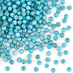 Olycraft 240 Stück synthetische türkisfarbene Perlen, facettiert, Runde, 3 mm, Bohrung: 0.6 mm