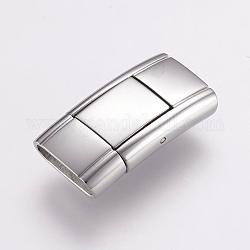 304 Stainless Steel Bayonet Clasps, Rectangle, Stainless Steel Color, 24x12.5x5.5mm, Hole: 3x11mm