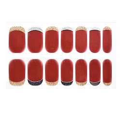 Full Wraps Nail Polish Stickers, Self-Adhesive, for Nail Decals Design Manicure Tips Decorations, Indian Red, 14pcs/sheet