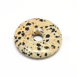 Pendentif en pierre naturelle avec disque en beigne / pi, dalmate jaspe, largeur du beignet: 16 mm, 40x5.5mm, Trou: 8mm