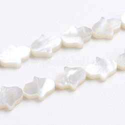 Guscio bianco naturale madreperla perle di conchiglia, perlato, mano di hamsa / mano di fatima / mano di miriam, 10x8x2mm, Foro: 0.5 mm