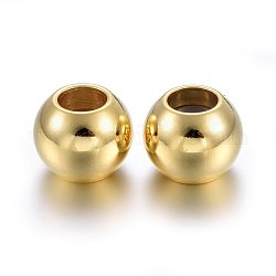 201 Stainless Steel Beads, with Rubber Inside, Slider Beads, Stopper Beads, Rondelle, Real 24K Gold Plated, 8x6mm, Hole: 1.2mm