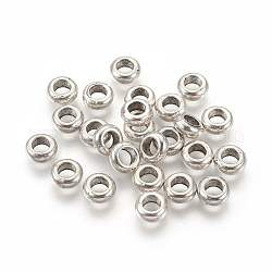 Alliage de séparateurs perles , rondelle, sans plomb et sans cadmium, argent antique, 7 mm de diamètre, épaisseur de 3mm, Trou: 4mm