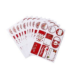 Рождество смешанные формы со словом счастливого рождества письменные наклейки, самоклеящиеся бумажные наклейки, для партии, декоративные подарки, красные, 182x150x1.5 мм, 10 шт / пакет, 9 стиль/ПК