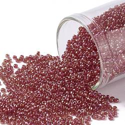 Toho perline rotonde, perline giapponesi, (165c) rosso rubino trasparente, 15/0, 1.5mm, Foro: 0.7 mm, circa 3000pcs/10g